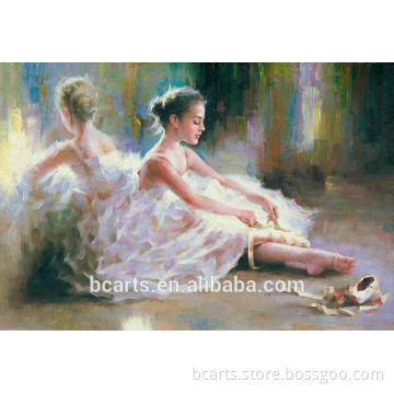 Elegant beautiful ballet girl in dress art painting
